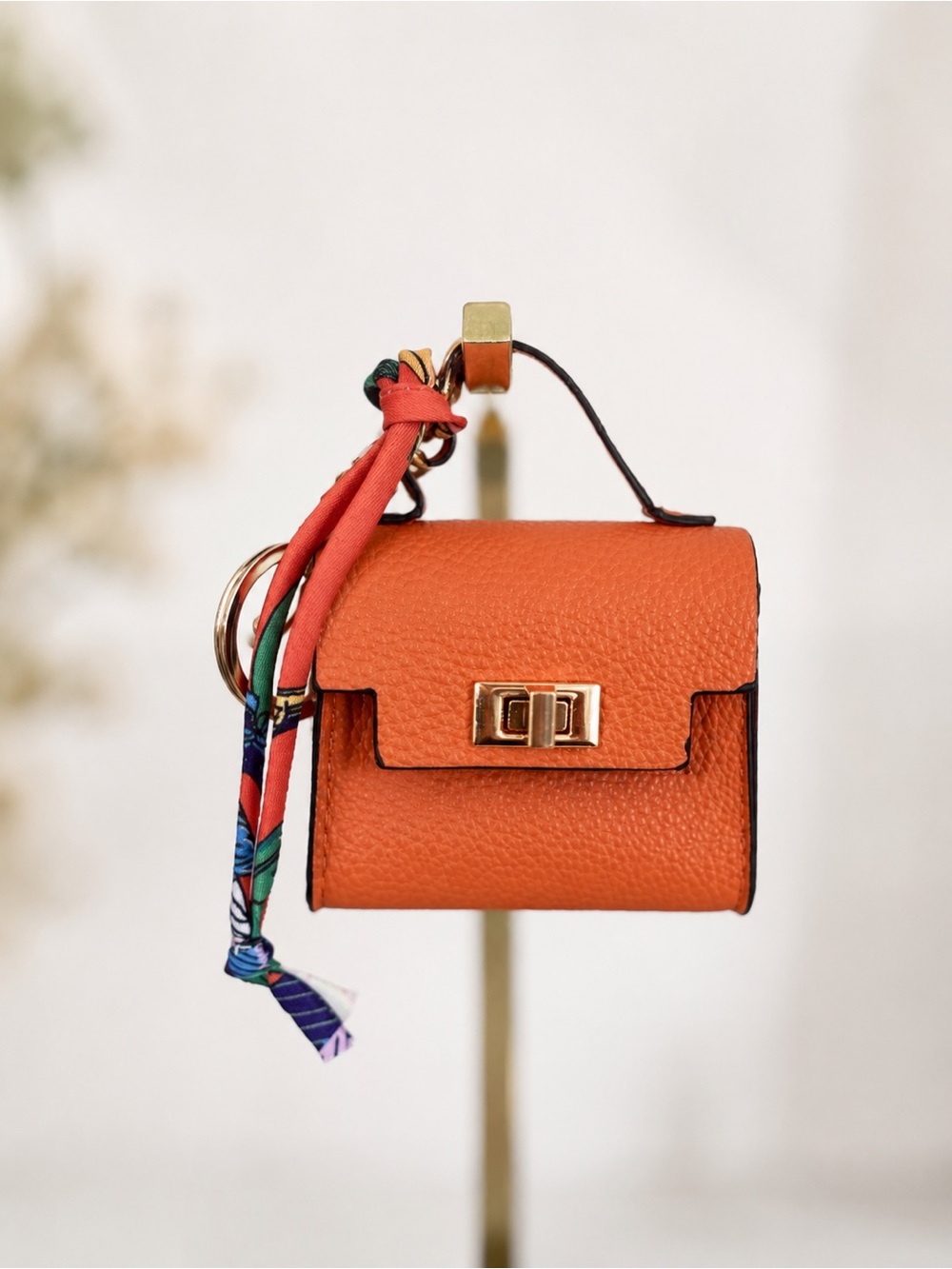 Mini Luxe Bag Charm with Scarf Accent